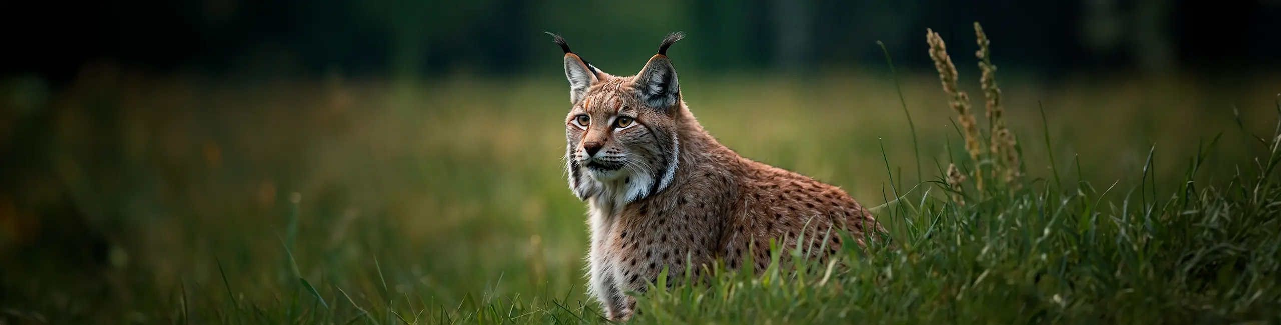 Bobcat sitting in tall grass